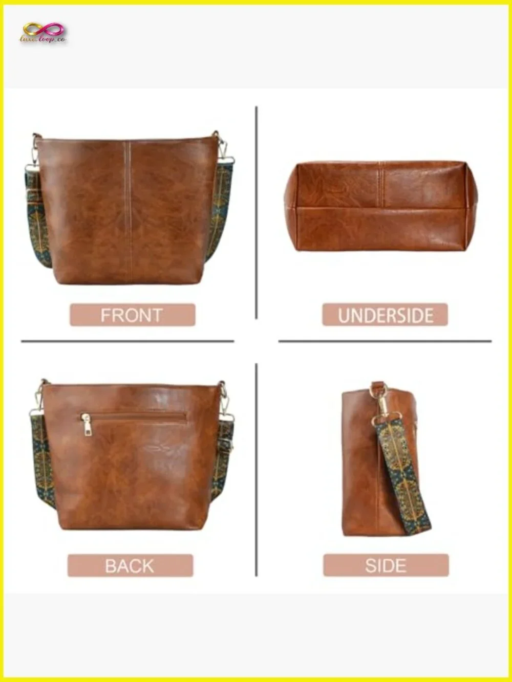 Chic Vegan Leather Hobo Bag Crossbody Shoulder Purse Zipper Women Handbag